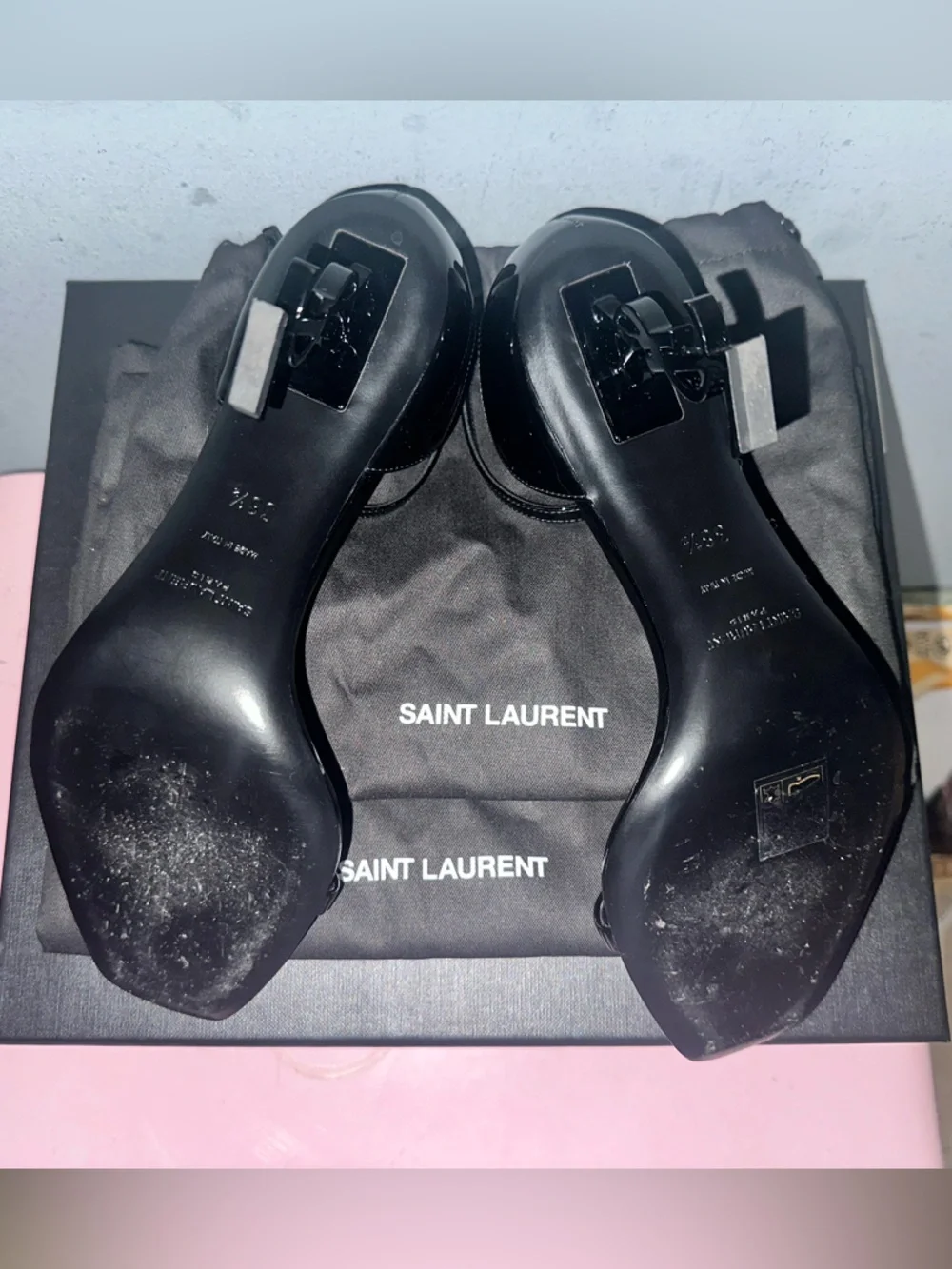 Saint Laurent Black Patent Leather Ankle-Strap Sandals - Picture 8 of 10